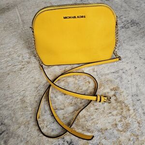 Michael Kors Cindy Dome Crossbody Bag Sunflower Yellow Pre Owned